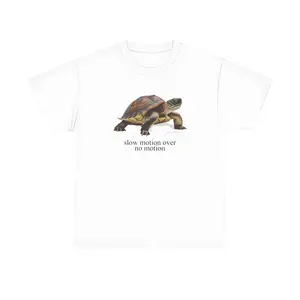Slow Motion Turtle Shirt - Casual Cotton Retro T-Shirt with Vintage Graphic Design for Men and Women Tshirt White