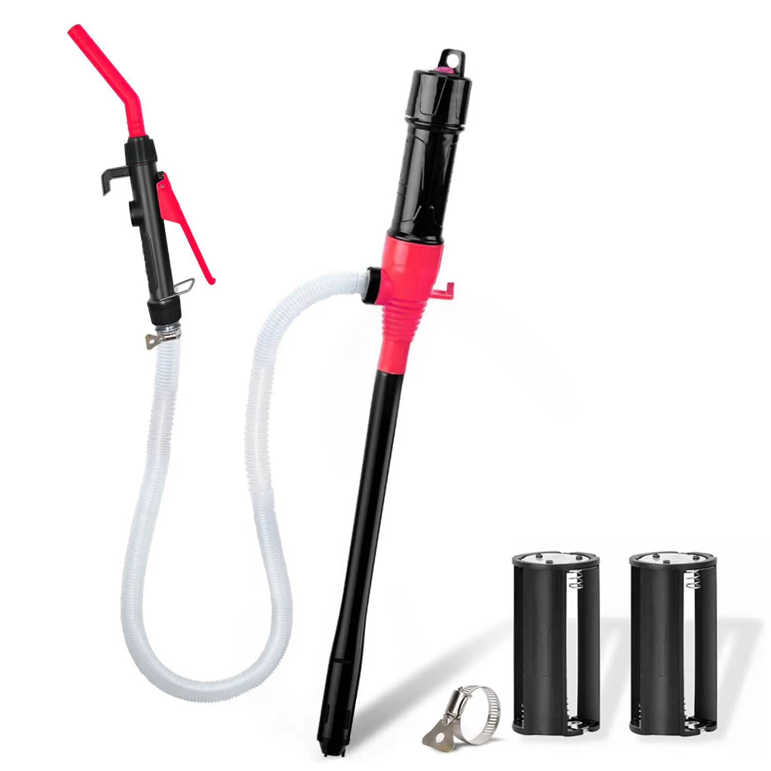 Portable Fuel Transfer Pump, Handheld Battery-Powered Water Siphon for Gas, Oil, and Liquid Transfer, with Hose (Battery Not Included), 4Ft Hose, Hose Set, 4 Ft