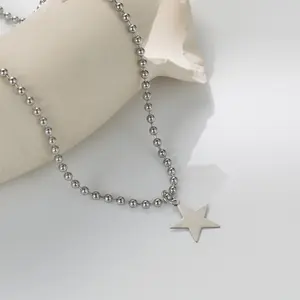 Star necklace silver star-shaped clavicle chain length adjustable unisex