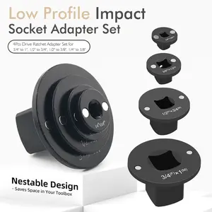 Low Impact Socket Adapter Set, Drive Ratchet Adapter 4 Piece Set, Socket Adapter Kit, Essential Tool Accessories