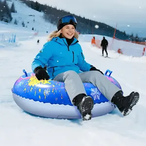 Adult Inflatable Snow Tube, Thick Round Outdoor Snowboard Water Circle, Durable and Comfortable Winter Sports Gear