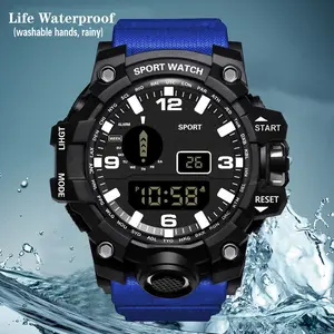 Men's and Women's Outdoor Digital Sports Watch with Resin Band, Multifunctional Step Tracker and Stopwatch Timer for Running, Step Tracker Stopwatches & Timers