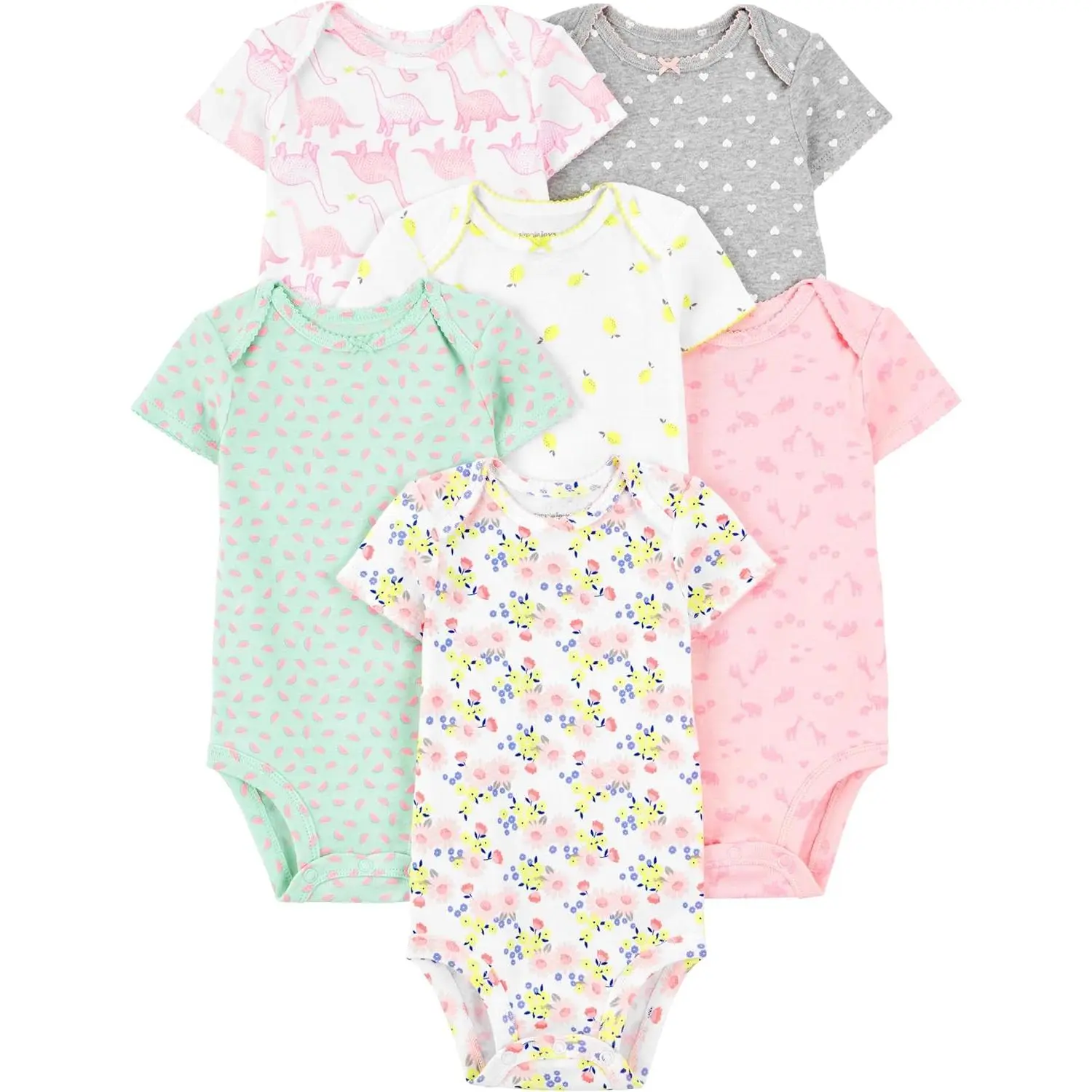 Baby Girls Simple Joy 6-Pack Short Sleeve Onesie