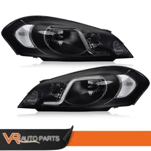 Fit For 2006-2016 Chevy Impala/Monte Carlo LED DRL Clear Signal Smoke Headlights, Bolt-On, Pair Set