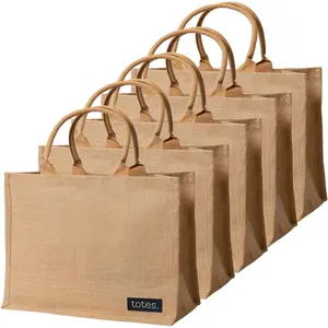 Large Burlap Tote Bags – Burlap Tote Bags with Handles - 17 x 7.5 x 13 - Jute Bag - Burlap Gift Bags – Jute Tote Bags – Jute Bags with Handles – Jute Bags for Gifts – Burlap Bags Bulk - Reusable Jute Bag