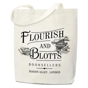 Wizard-Inspired Bookstore Tote Bag – Aesthetic Canvas Book Lover Bag, Magical Reading Gift for Women