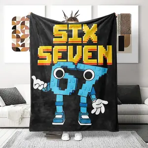Fun Six Seven Theme Flannel Digital Print Blanket, Durable and Super Soft, Perfect for Sofa Bed Office Travel, Gift