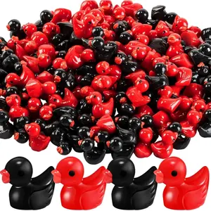 100/50pc Tiny Ducks Red Black Mini Resin Duck Figures for Graduation Party Toys Aquarium Potted Ornament Charms DIY Craft decor