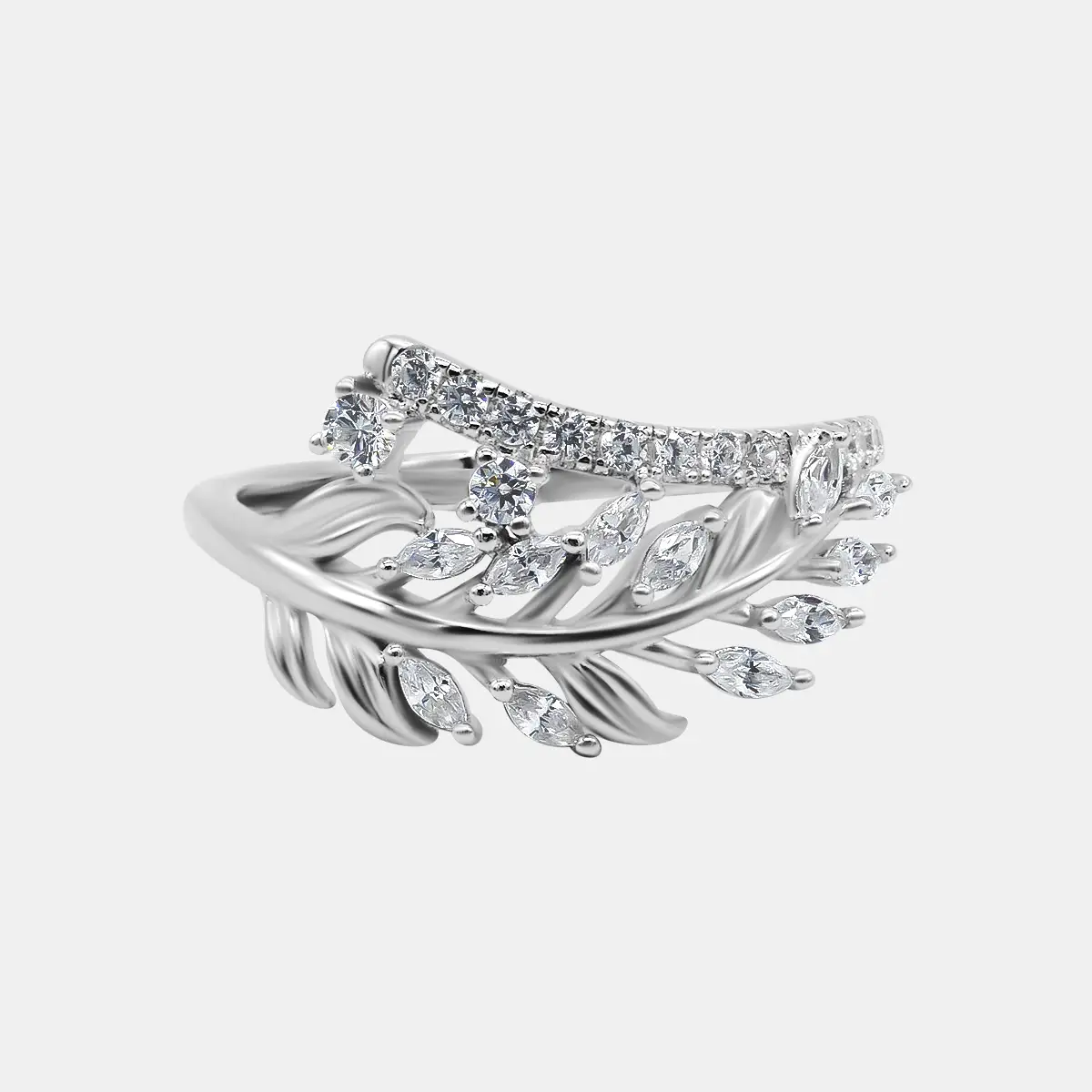 【743】Ivy Vine Tension-set Cubic Zirconia Ring - Fashionable Wedding/Anniversary Gift