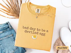 Bad Day to be a Deviled Egg Shirt Comfort Colors, Funny Thanksgiving Dinner T-Shirt, Sarcastic Friendsgiving T Shirt, Food Humor Tee