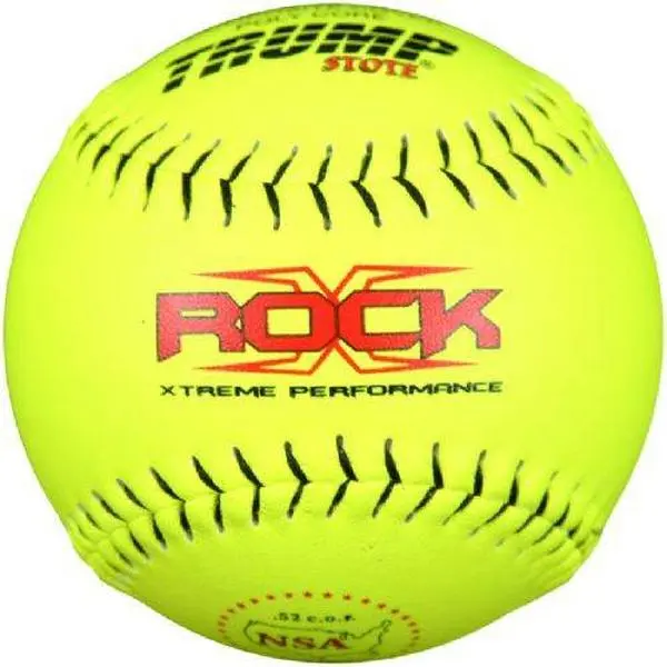 12-Inch Yellow Slowpitch Softballs - ASA-Stamped Composite Leather, Red Stitching, 0.52 COR Polycore, 275 Compression, High-Quality Processed, 6.05 Lbs. Game & Practice Baseballs, Asa: Stamp