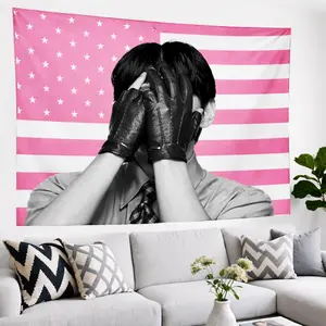 Bangtan Tapestry, BANGTAN MEMBERS Pink American Flag, Kpop Arirang Idol USA Tapestry Hanging Banner Bedroom Decoration, Wall Decor Flags, Custom Flags, Custom Flags For Room