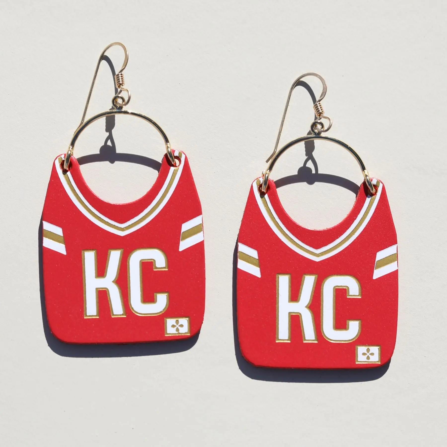 Nickel & Suede Kansas City Football Jersey Earrings -  Classic Design, Perfect for Football Fans
