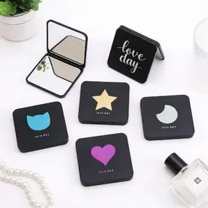 Makeup mirror with comb, foldable mirror, 2-in-1 mirror and hairbrush, portable mini round makeup mirror, pocket mirror, creative mirror, makeup tool, cookie-style mirror, portable mini folding mirror for on-the-go use.