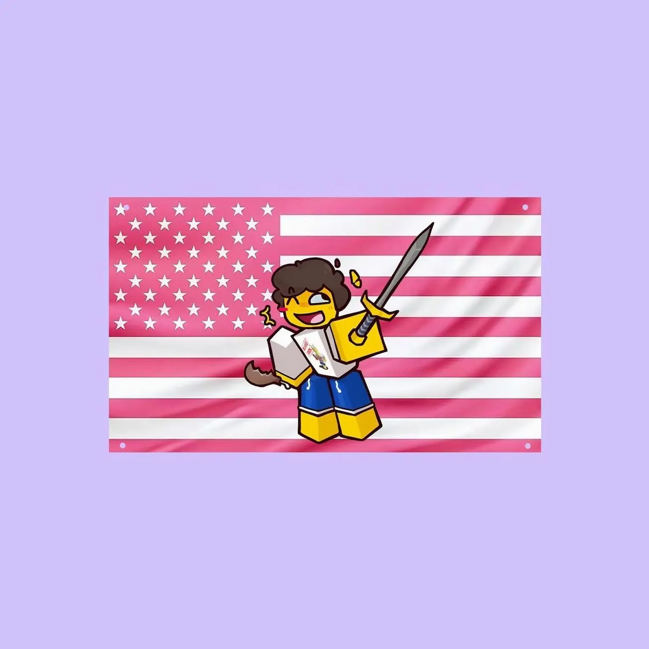 Shedletsky Pink US Wall Tapestry Flag, Roblox Wall Art, Pink American Flag Gaming Bedroom Decor, Fan Banner
