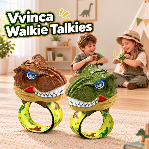 Vvinca Dinosaur T-Rex Remote Walkie Talkies for Kids (2-Pack) - Durable Colorful Kids Toys, Adjustable Strap, Long Range, Outdoor Adventure Cool Gifts, Christmas Gifts for 3-12 Age Hiking/Camping Toddlers，outdoorfun