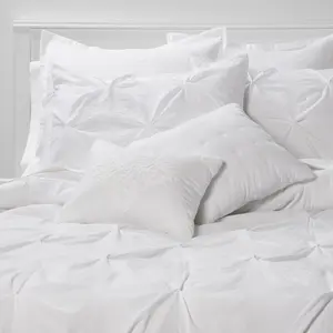 Threshold 8-Piece Comforter Bedding Set Pinch Pleats OEKO-TEX, White, Queen