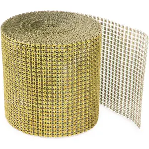 Sparkling Rhinestone Mesh Ribbon for Event Decorations, Wedding Cake, Birthdays,  Shower, Arts & Crafts, 4.75" x 10 Yards, 24 Row, 1 Roll ()
