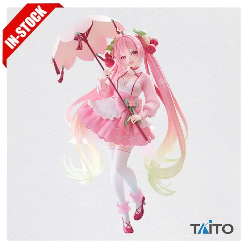 Original Genuine Model Taito AMP+ Hatsune Miku 21cm Sakura Miku Sakura Dress Figure Anime PVC Toys Gifts Collections Figurine
