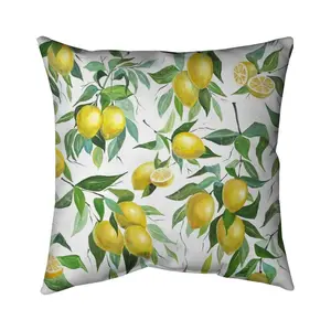 Begin Home Decor 5541-1616-GA119 16 x 16 in. Lemon Pattern Yellow Pillow - Leaves Kitchen Home Decor