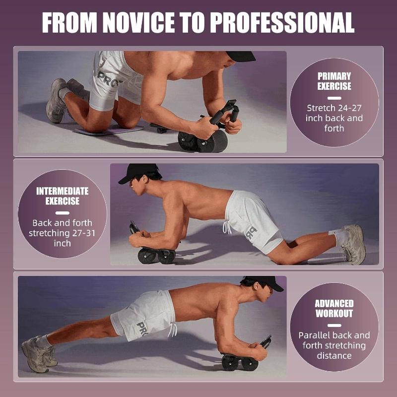 Ab Roller with Timer and Rebound Spring – Includes Knee Mat for Home Core Training