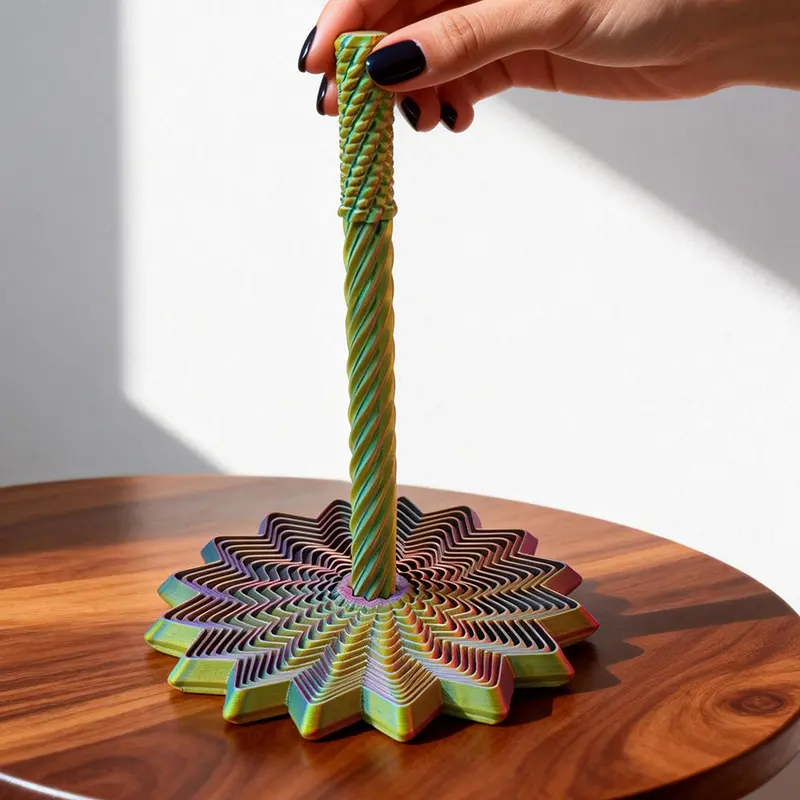 Large 3D Printed Geometric Stress Relief Block - Unisex Anxiety Fidgets with Long-Handle Comfortable Grip, Sensory Relief Work Aid for Home, Festive Party Supplies