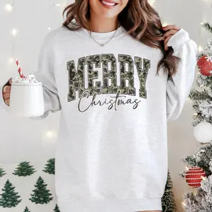 Merry Christmas Camo DTG Printed Christmas Sweatshirt or T-Shirt