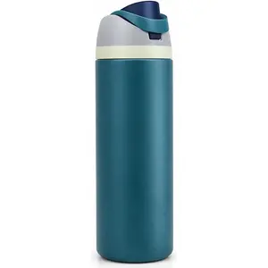 FreeSip Insulated Stainless Steel Water Bottle with Straw, BPA-Free Sports Water Bottle, Great for Travel, 24 Oz, Denim
