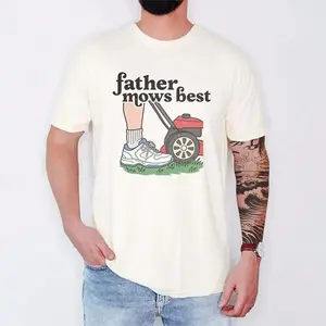 Men's Short-Sleeve T-Shirt - Funny "Father Mows Best" Lawn Mowing Dad Jokes Menswear Top, Father's Day Gifts