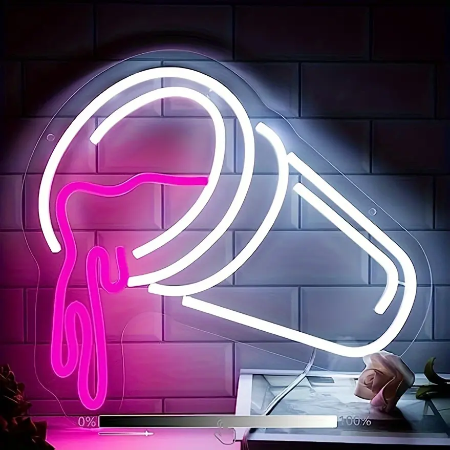 Melting Ice Cream LED Neon Sign, Cute Pink,White Dessert Neon Light for Wall Decor, USB Powered Ice Cream Neon Lamp for Cafe, Dessert Shop, Teen Girls Bedroom, Party, Sweet Aesthetic Decor Gift bar decorative ambiance lighting