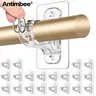 Antimbee 20-Pack Durable Smooth Stainless Steel Curtain Rod Brackets - No Drill, Nail-Free, Self-Adhesive, 15 lbs Capacity, 6-Size Rod Fit, Max 1.7", 6 Settings, Renter-Friendly Holders for Apartments