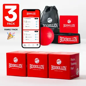 Boxbollen Red 3-Family Pack with App - Used by Celebrities - MMA Gear Boxing Ball