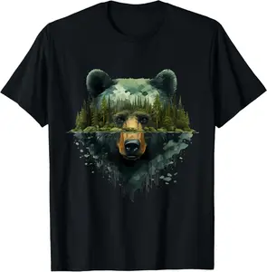 Bear Artwork Portrait Wildlife Forest Nature Animal Art T-Shirt