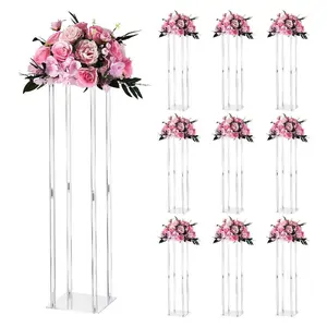 VEVOR Wedding Flower Stand, 10PCS 31.5-inch Column Flower Stand, Floral Stands with Acrylic Laminate, Cylindrical Cubic Floral Display Rack for Wedding, Party, Birthday, Home, Centerpiece Stands