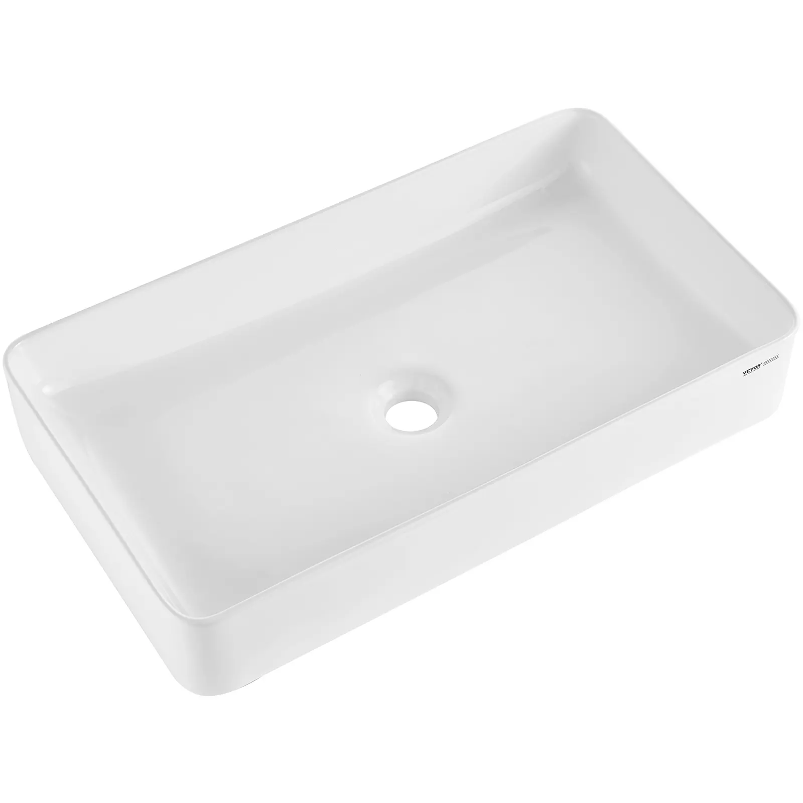 【DealsForYouDays】VEVOR 24"x13.8" White Ceramic Rectangular Vessel Sink, Durable Above-Counter Bathroom Sink with Splash Guard, Minimalist Modern Design for Vanities, RV, Restaurant, Well-Packaged Protective Pack