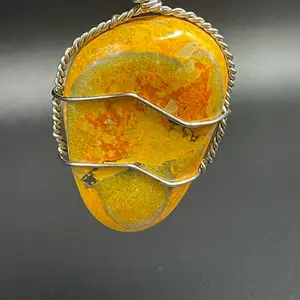 Bumblebee Jasper wire wrapped healing crystal necklace