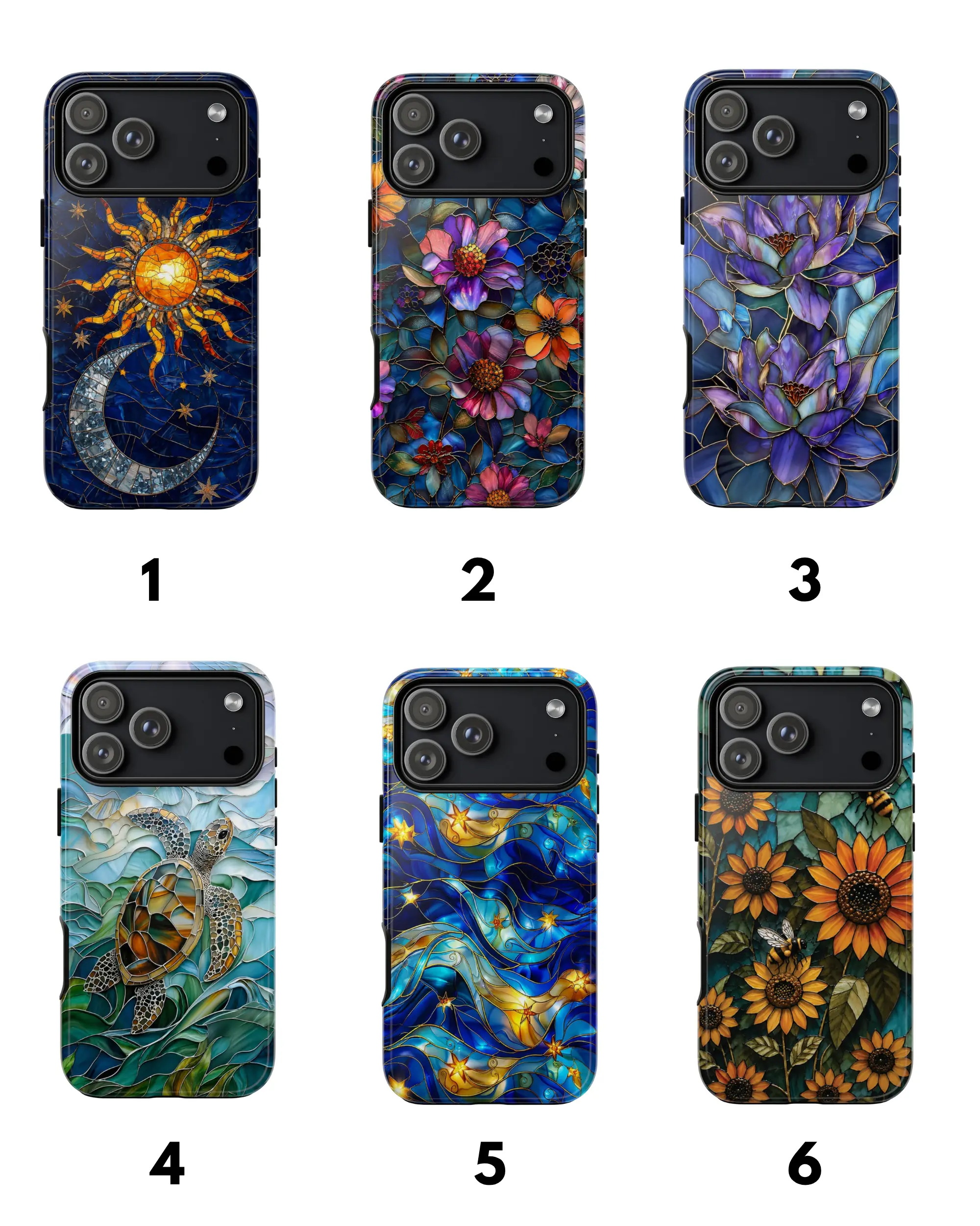 Stained Glass Aesthetic Tough Phone Case | Heavy Duty Shockproof Mosaic Floral Cover | 6 Stunning Styles Designs For iPhone 11-17 & Samsung S22-S26 Series