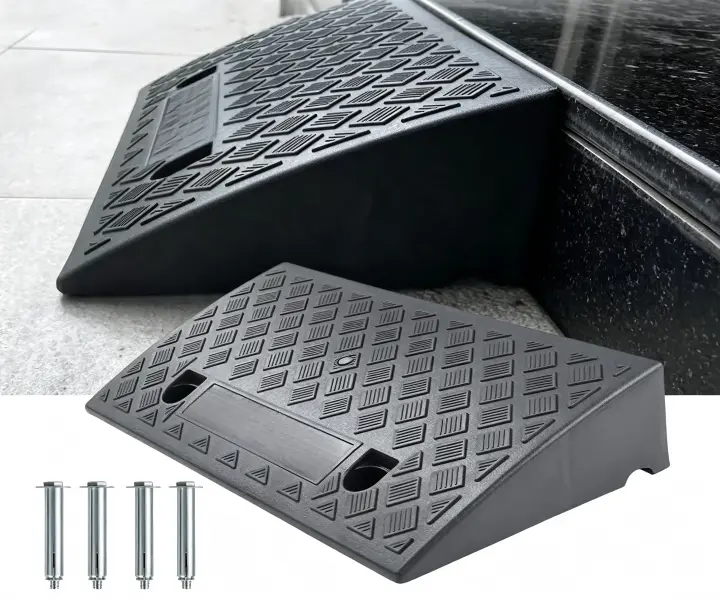 2PCS Heavy Duty Plastic Curb Ramp 2.75 Inch Rise Driveway Threshold Ramp 19.7" x 10.6" x 2.75" Anti-Slip Sidewalk Ramp for Car Motorcycle Home Garage
