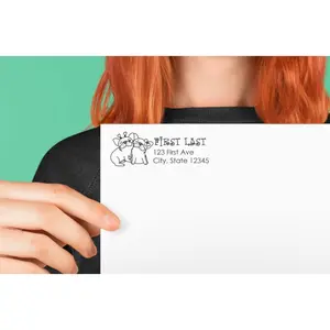 Personalized Rubber Address Stamp - Puppy Love