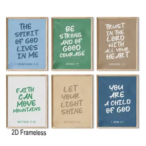 Set of 6, Children's Bible Verse Wall Art: Christian canvas posters for boys, Bible verse wall art for nurseries, inspirational quotes from Jesus, religious-themed artwork, children's art for the living room, frameless