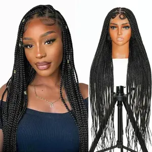 YMSGIRL 36 Inch Elegant Full Lace Box Braids With Baby Hair, High-Density Knotless Synthetic Hair, Lightweight, Natural Look,Fit DIY Boho Styles