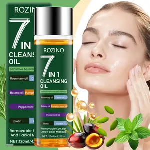 Rozino Seven-in-one Makeup Remover Oil - 7 Cleansing Oils with Rosemary Banana Peppermint Biotin & Keratin for Sensitive Skin 120ml