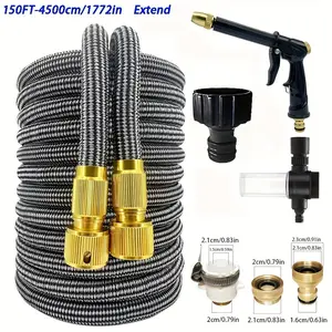 High Pressure Car Wash Gun Set, Automatic Retractable Garden Hose Soft Tube, Gardening Watering Hose, 1pc Magic Spray Wand
