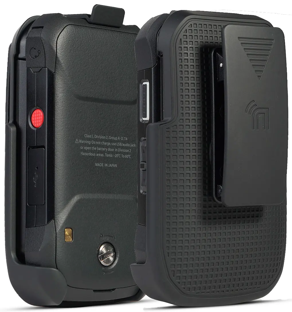 Nakedcellphone Holster for Kyocera DuraXV Extreme, DuraXE Epic, DuraXA Equip, [Rotating/Ratchet] Belt Clip Flip Phone Holder Case for Verizon E4810 E4811, AT&T FirstNet E4830, US Cellular E4831, Black