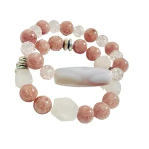 Luna Bracelet - Pink Beaded & White Agate Stackable Bracelet for Women's Fashion Accessories