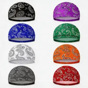 3/6 Pack Polyester Universal Skull Cap Helmet Liner - Printed & Solid Color, Breathable Elastic Cap, Sweat-Wicking, Quick-Dry Sports Outdoor Hats for Summer Cycling, Polyester Outdoor Headwear