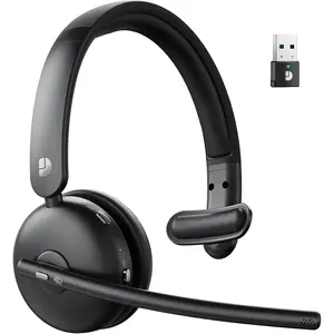 Headset with Mic for Work,  Headset with Mic, AI Noise Cancelling, 65H  & Mute Function, Single-Ear  Headset & USB Dongle, Fit for PC/Laptop/Teams/Call Center