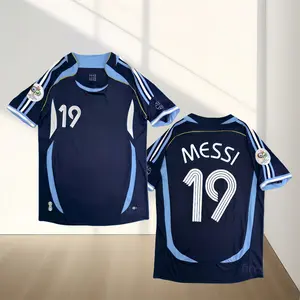 2006 Argentina Away  No. 19 Messi Blue Short-Sleeve Jersey