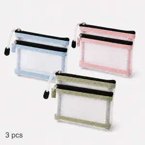 3PCS Double-Layer Mesh Passport & Document Holder, Travel Wallet for Passport, ID, Cards, Tickets & Boarding Pass