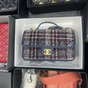 Pre-owned CHANEL france Shoulder Bags HH tweed plaid handbag cross body bag 87192